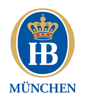 Blue and gold HB München logo with crown emblem and text beneath