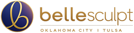 BelleSculpt Oklahoma City logo with gold-and-blue emblem and navy text