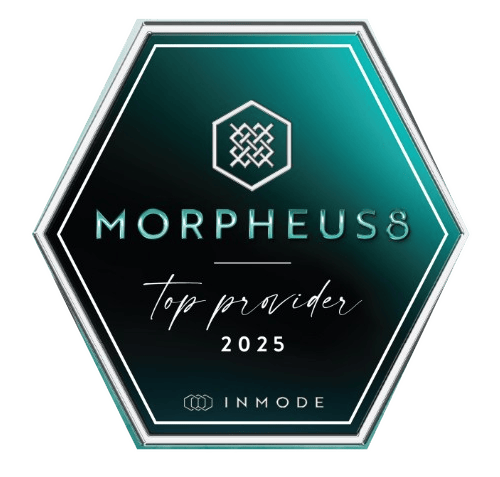 Teal and black hexagonal Morpheus logo with “top provider 2025” and “INMODE” text