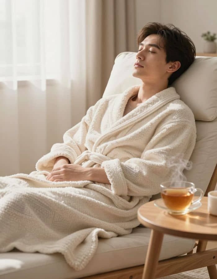 Patient in comfortable recovery setting