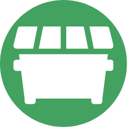 White food stand icon on a green circle background
