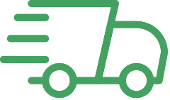 Green delivery truck icon with motion lines