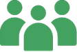 Three green user silhouettes, suggesting a group or contacts icon
