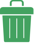 Green trash can icon with a lid and handle