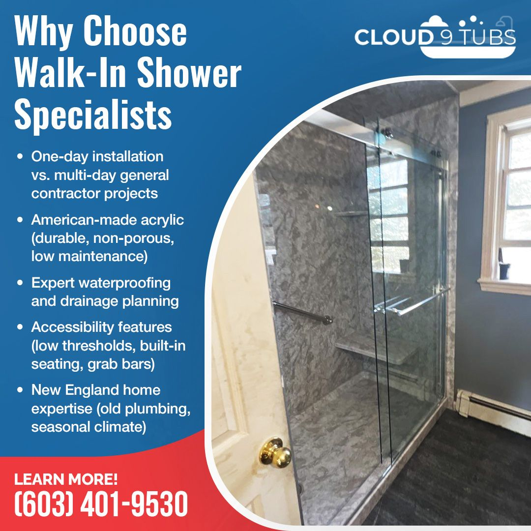 walk-in shower installation in Derry