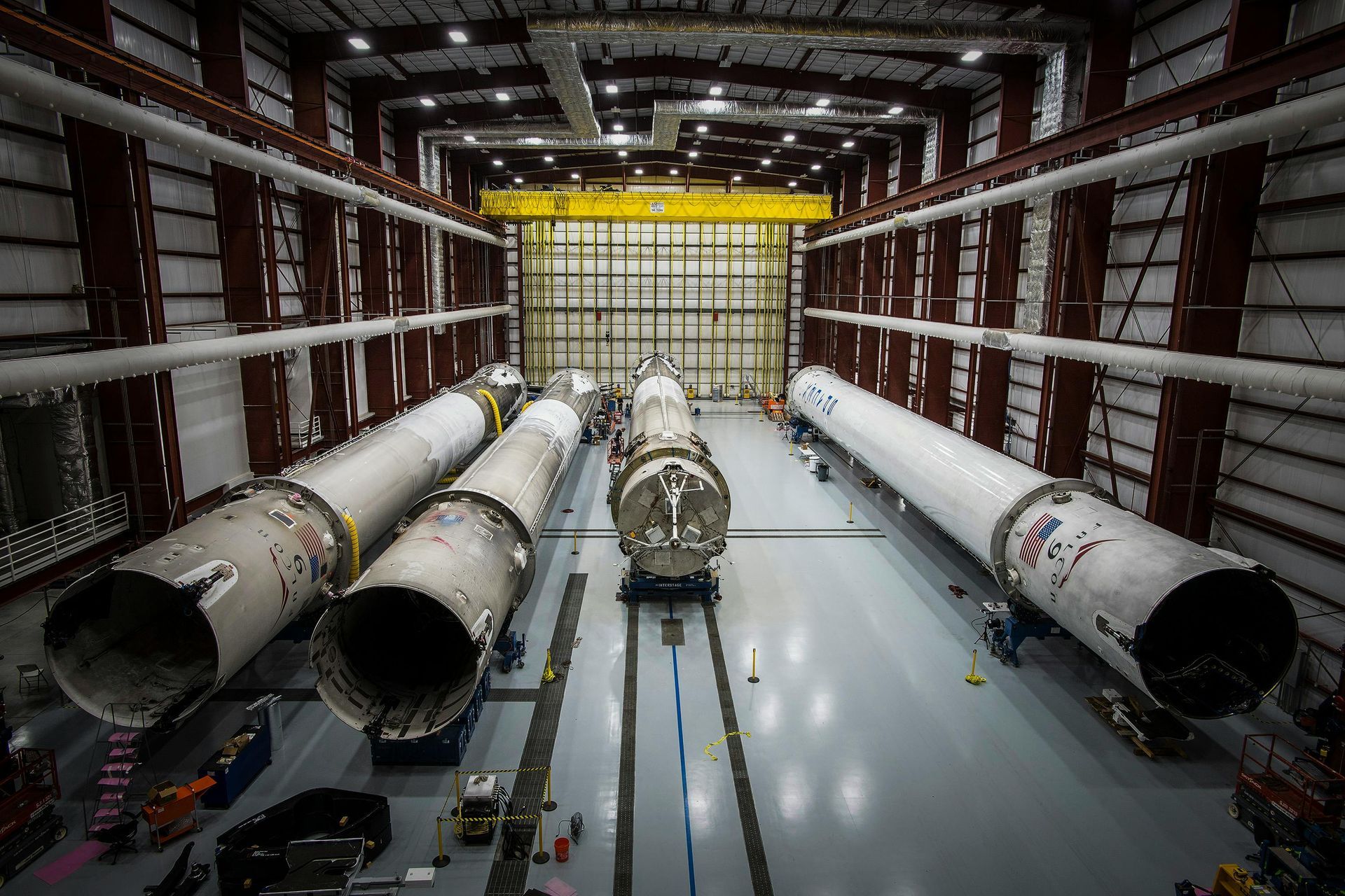 Large-scale facility showcasing heavy industry operations and complex equipment assembly