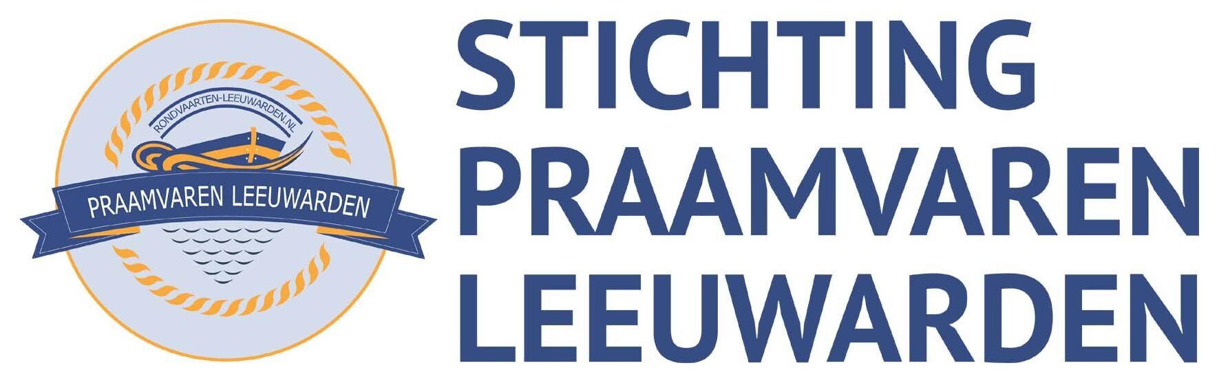 Logo for Stichting Praamvaren Leeuwarden in blue and gold
