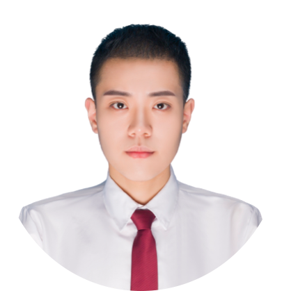 Man in a white shirt and red tie, headshot against white background.