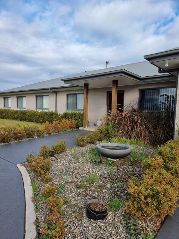 Landscaped courtyard with a modern building — Awesome Window Tint In Kempsey, NSW