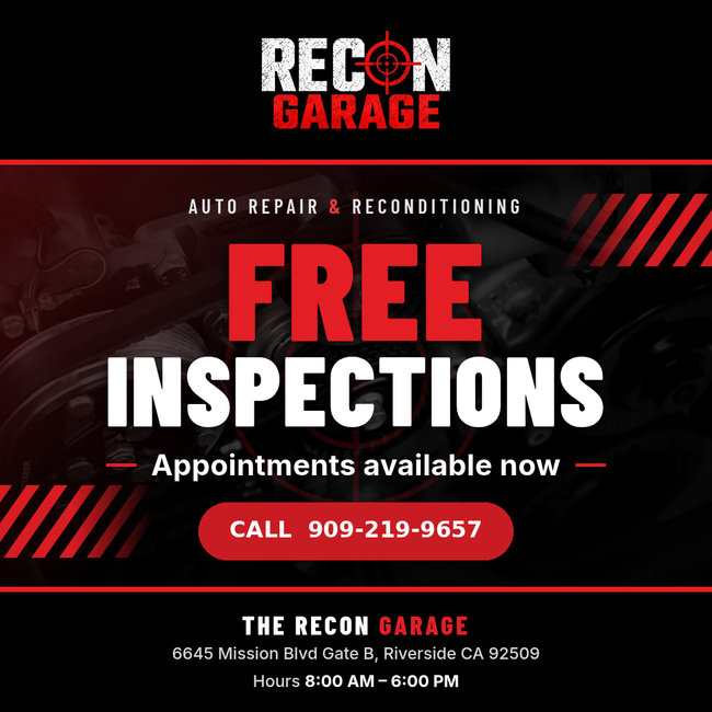 Free Inspections in Riverside, CA | The Recon Garage