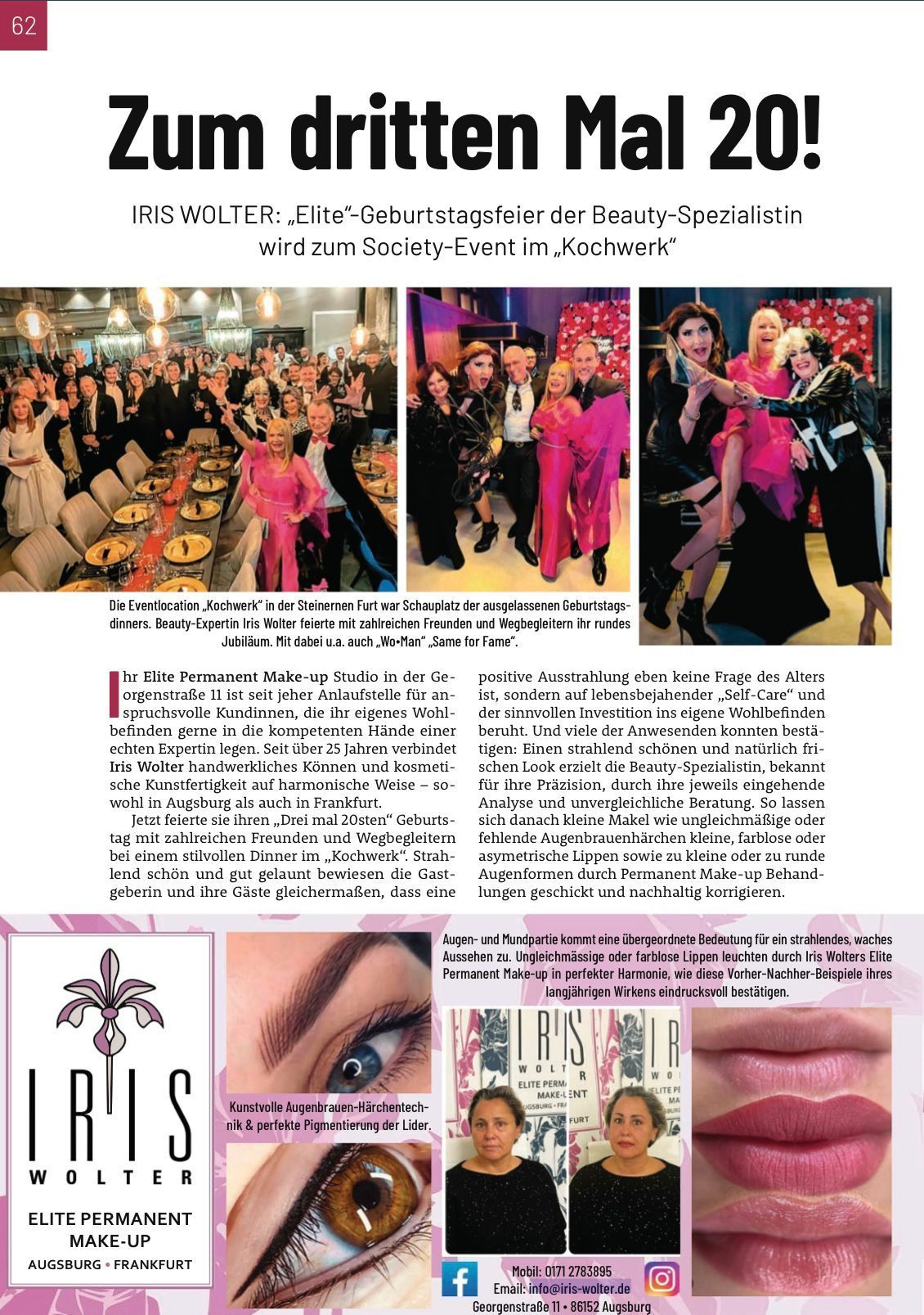 Artikel Augsburg Journal zum 60. Geburtstag von Iris Wolter