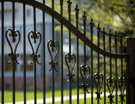 Ornate Black Wrought Iron Gate With Heart-shaped Designs — Fencer Steve In Crescent Head, NSW