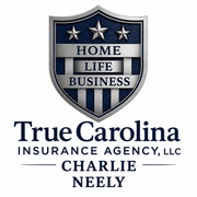 True Carolina Insurance Agency, LLC logo with shield for home, life, and business, Charlie Neely