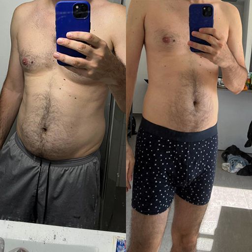 Client transformation after completing a 12-week fitness program with Yonatan Tyk.
