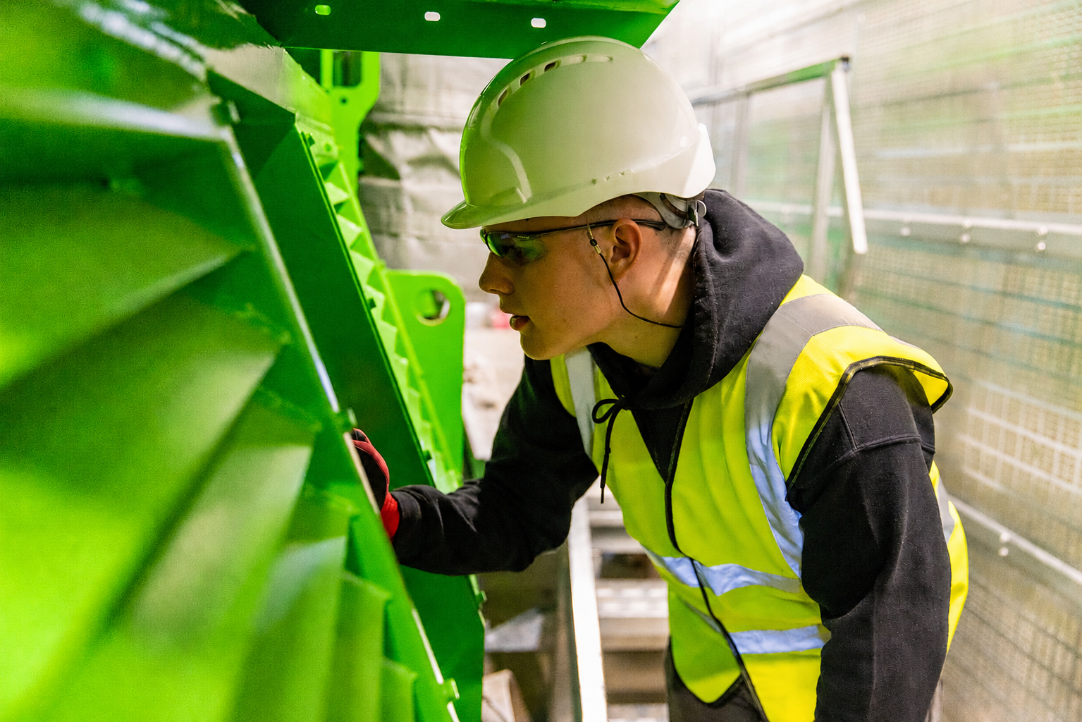 Vendor wearing PPE during an inspection.