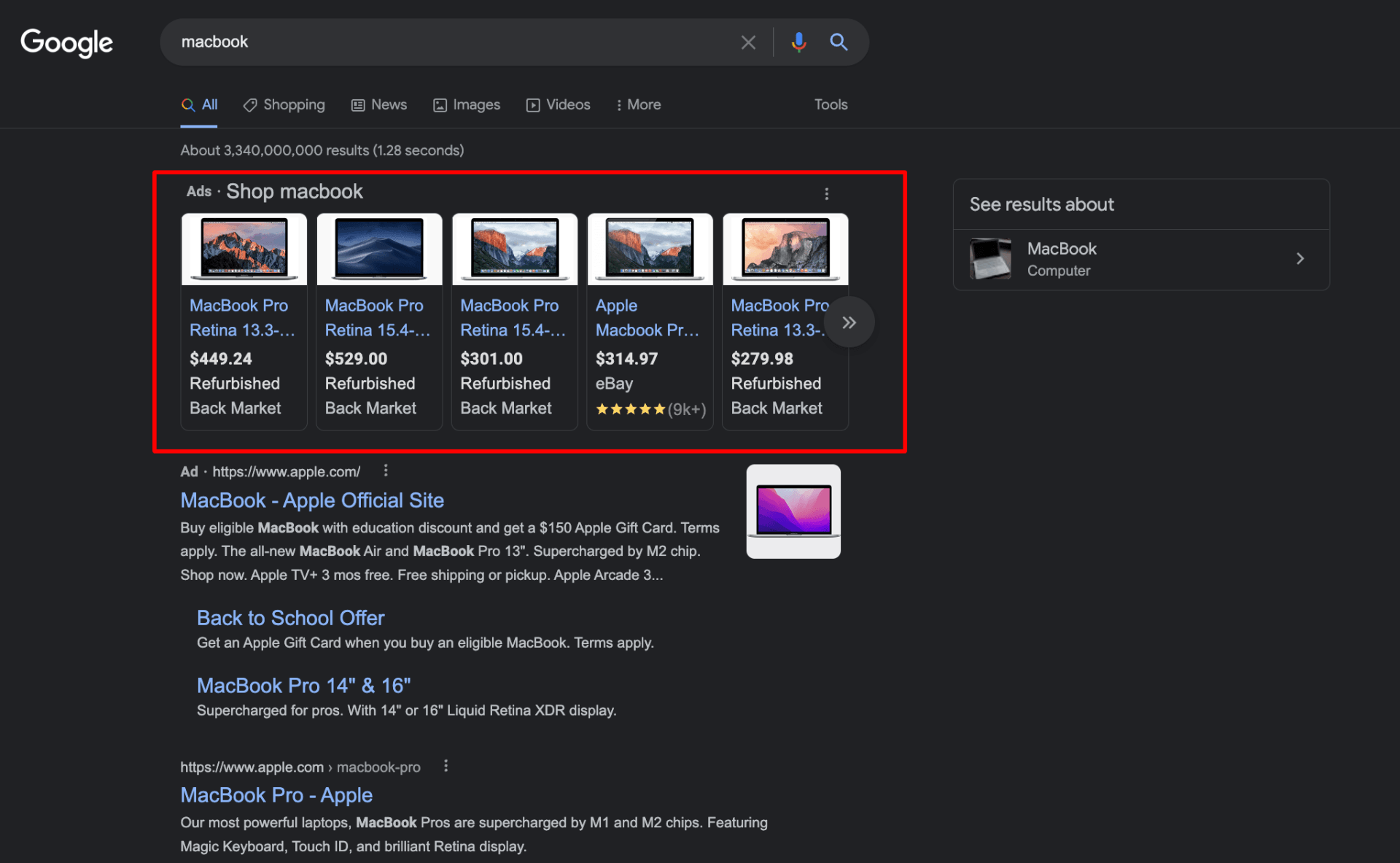 Google ads for tablets on search results page Google ads for tablets on search results page