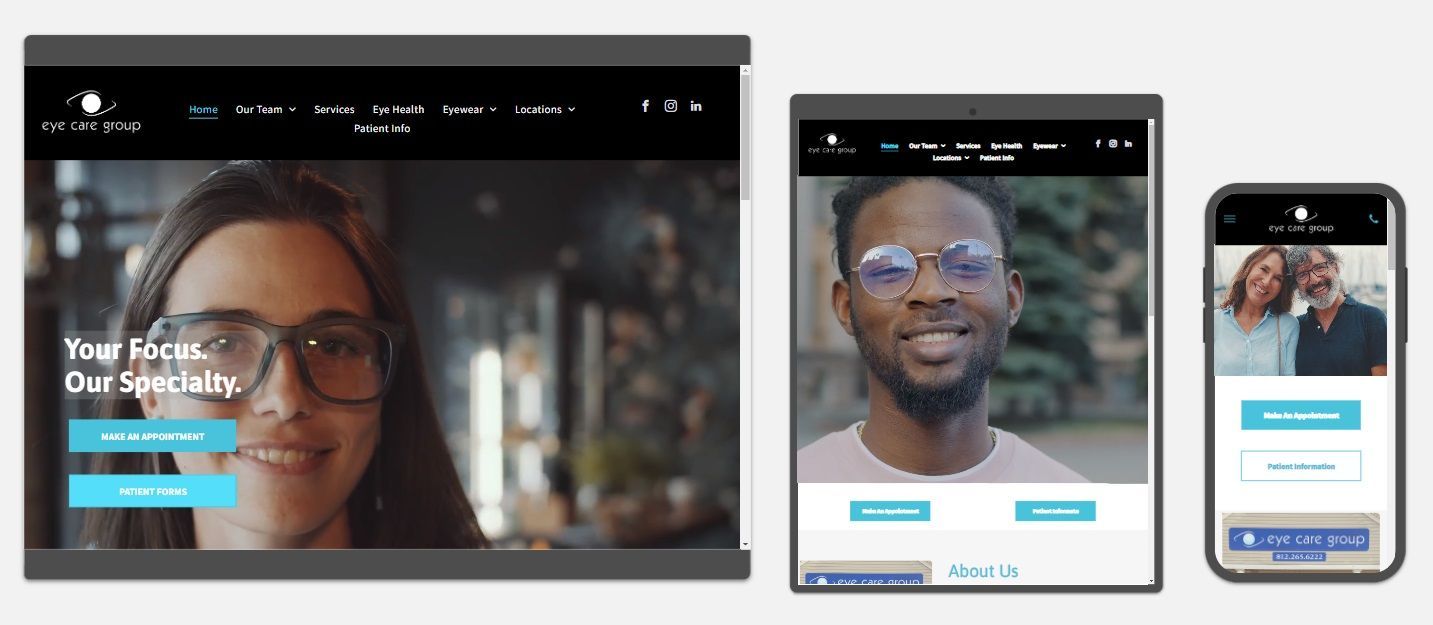 A website preview of the Eye Care Group, Madison Indiana
