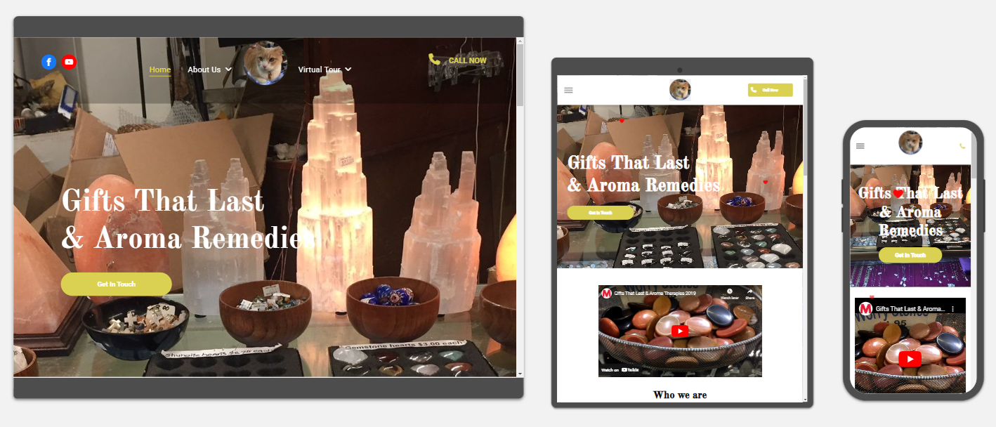 Preview of Gifts That Last & Aroma Therapy website, Madison Indiana