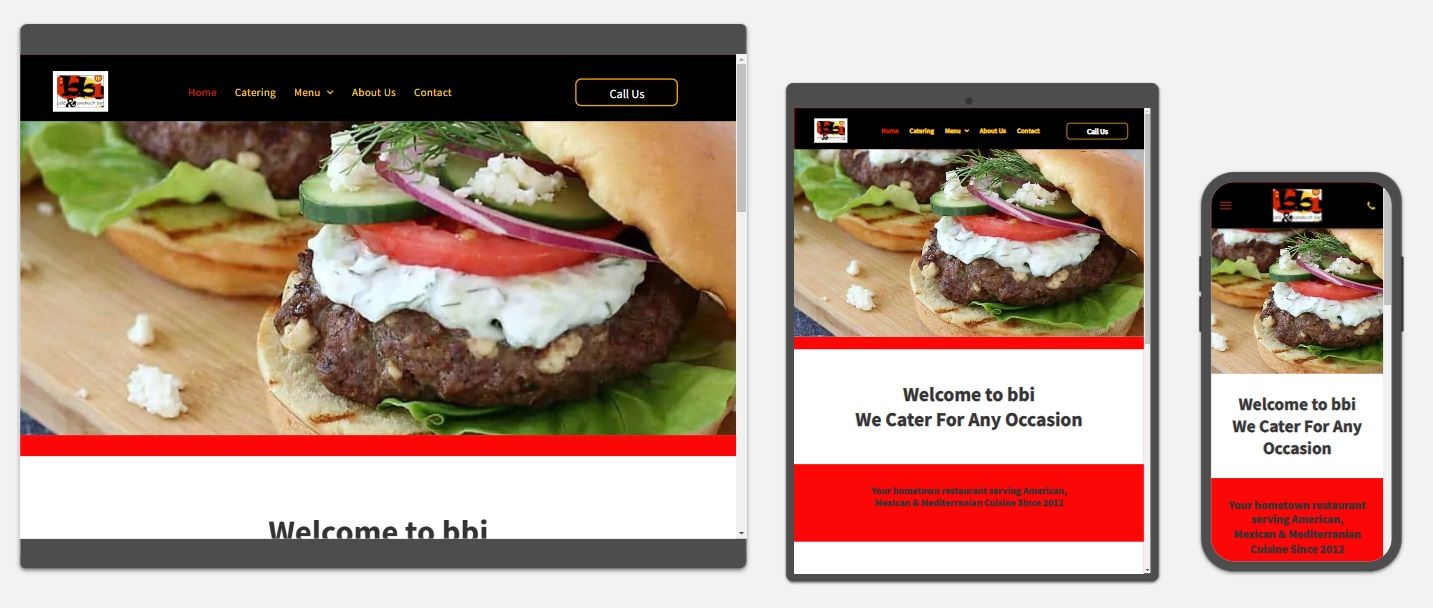 Preview of BBI Cafe website, Indianapolis Indiana