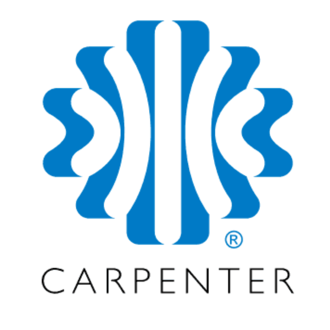 A blue and white logo that says carpenter on it