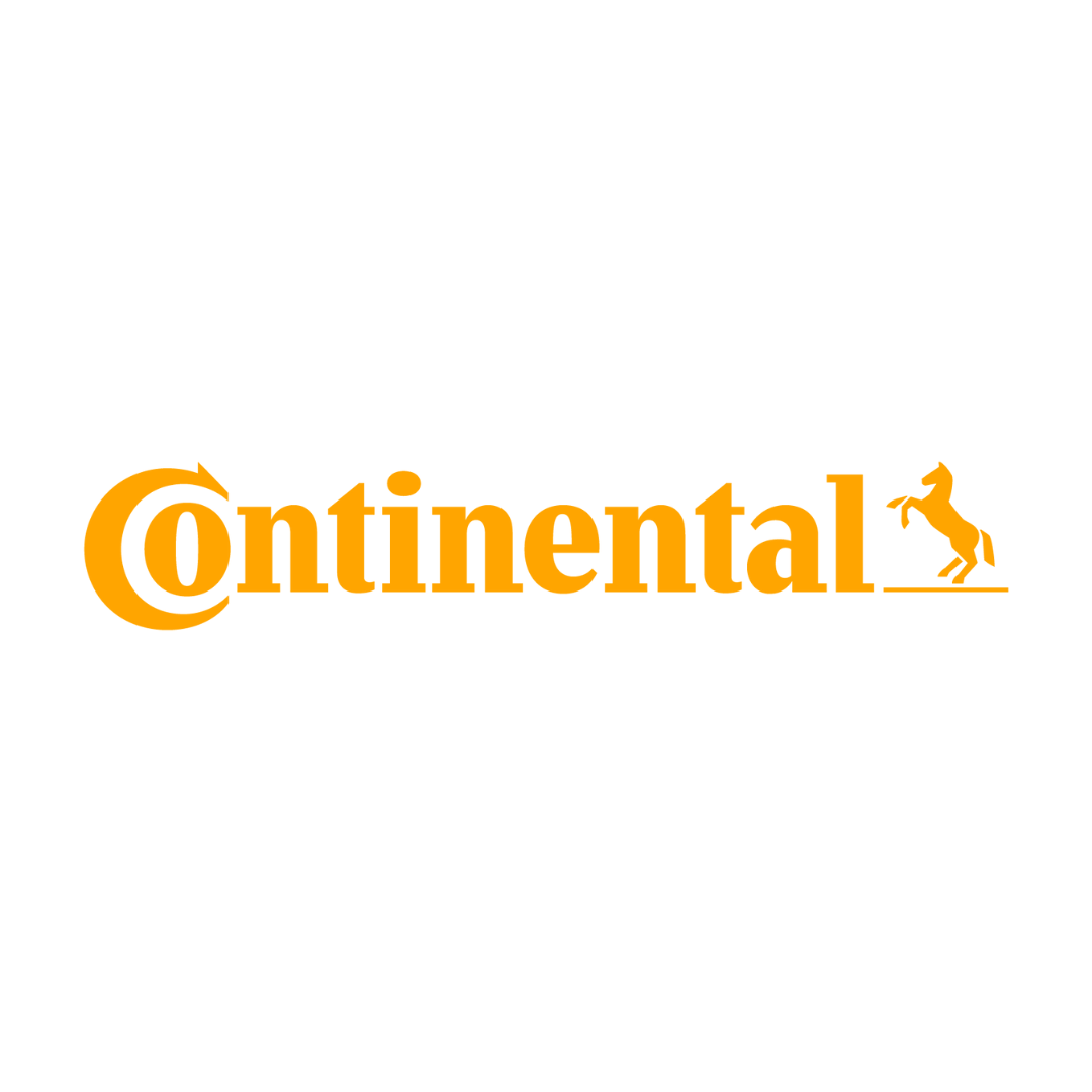 The continental logo is black and white and has a horse on it.