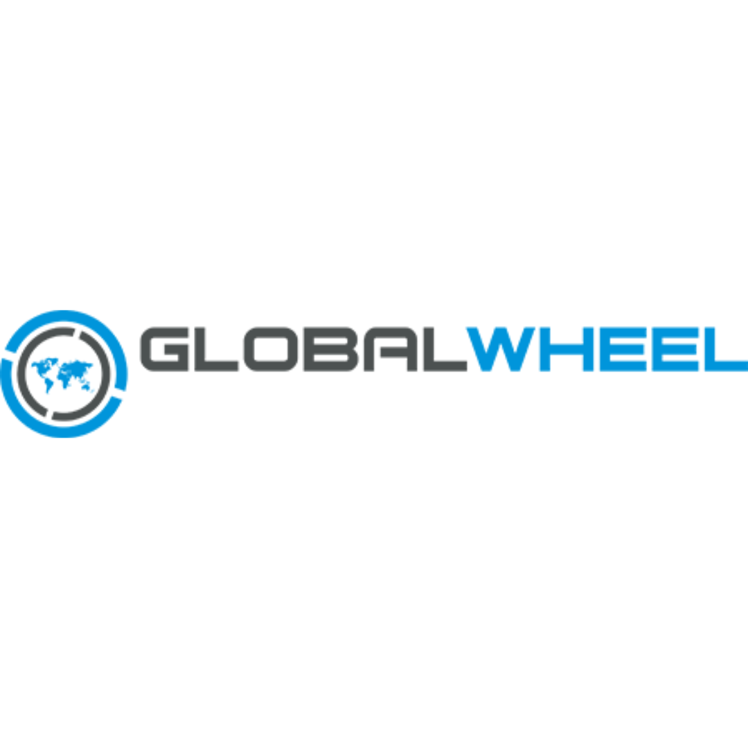 A blue and black logo for a company called global wheel
