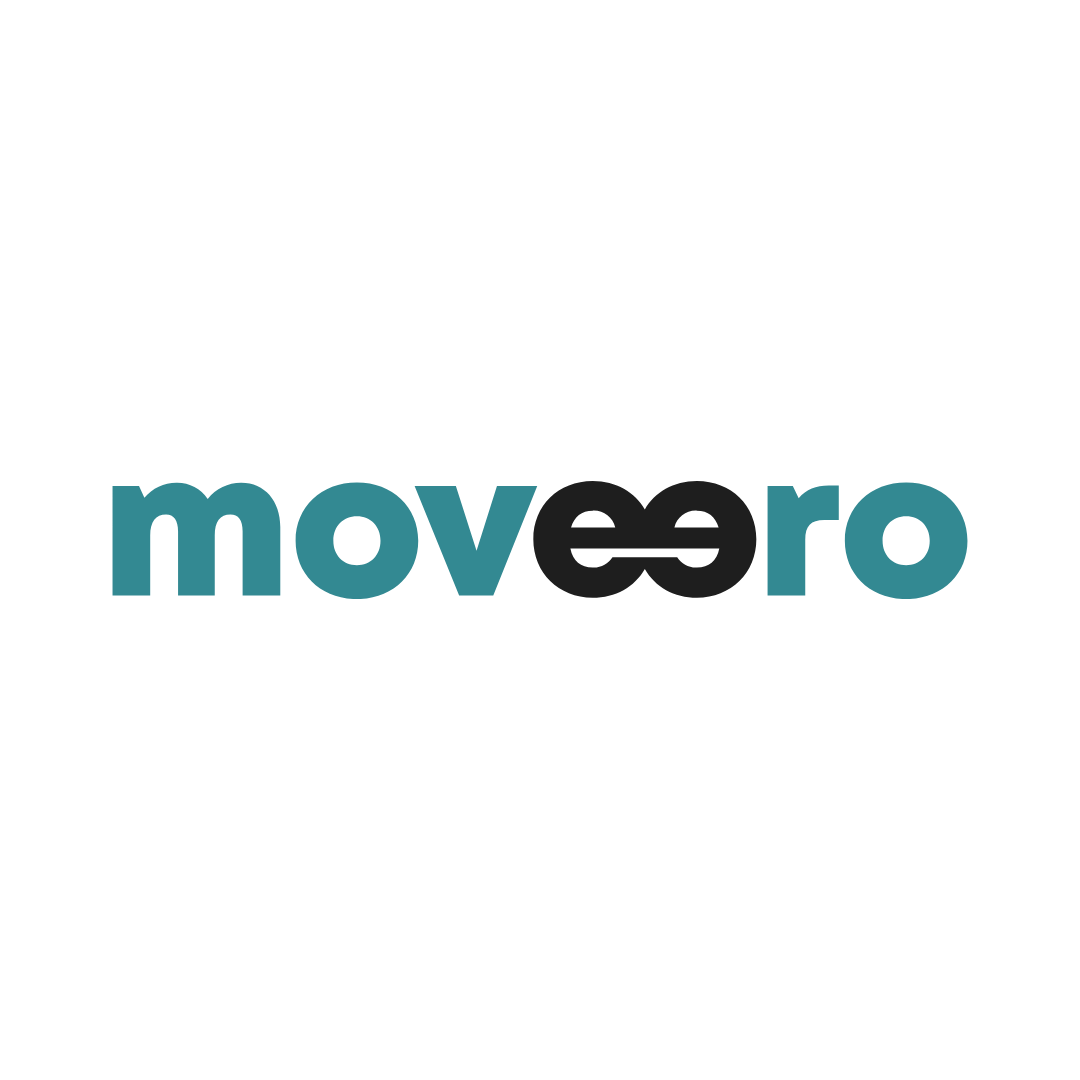 The moveero logo is blue and black on a white background.