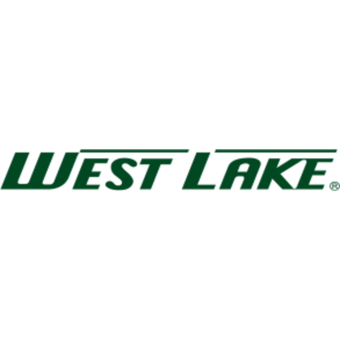 The west lake logo is green and white on a white background