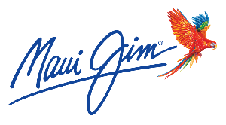 The logo for maui jim sunglasses has a colorful parrot on it.