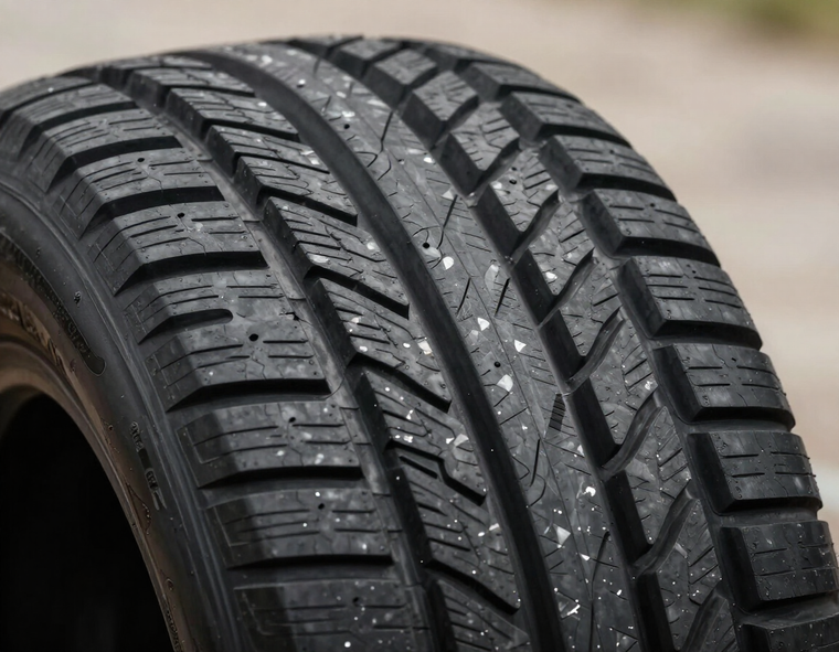 Premium tire tread close-up
