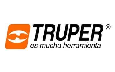 TRUPER logo with orange icon and black text, slogan “es mucha herramienta” below