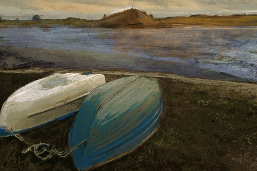 The Aln Estuary at Alnmouth. Pastel by MiE Fielding. Available as a print. The Aln Estuary at Alnmouth. Pastel by MiE Fielding. Available as a print. From the book 'The Sound of a Landscape:The Northumberland Coast in Art, Sound and Poetry