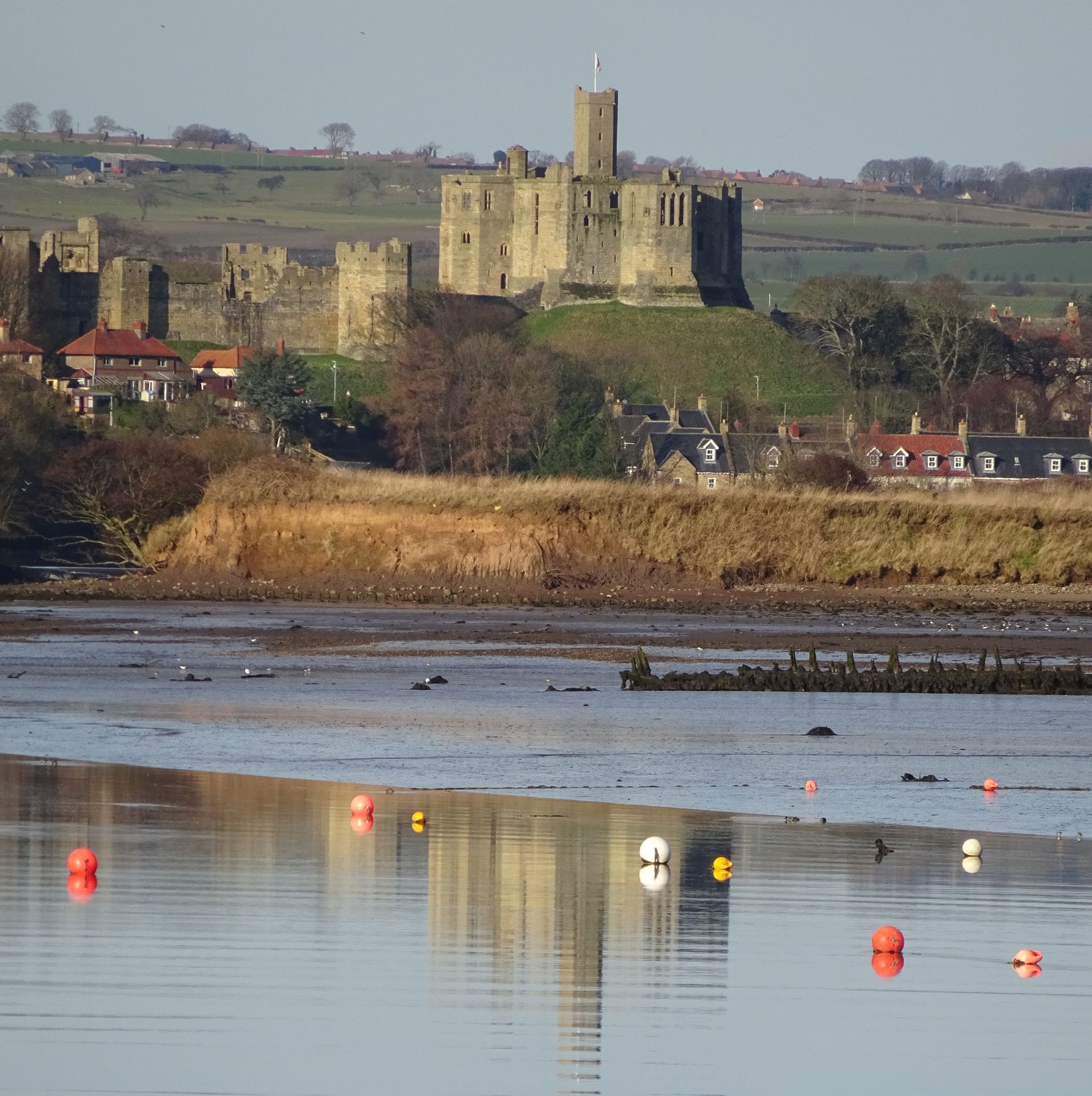 Warkworth Castle viewed from the Coquet Estuary. Warkworth Castle viewed from the Coquet Estuary.