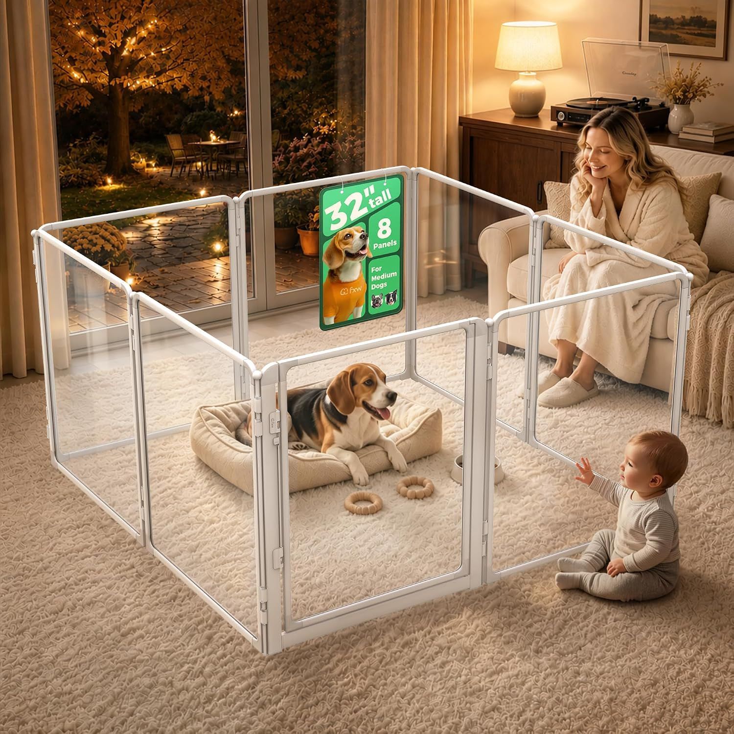 Clear acrylic puppy playpen for Goldendoodles, Bernedoodles and Poodle puppies.