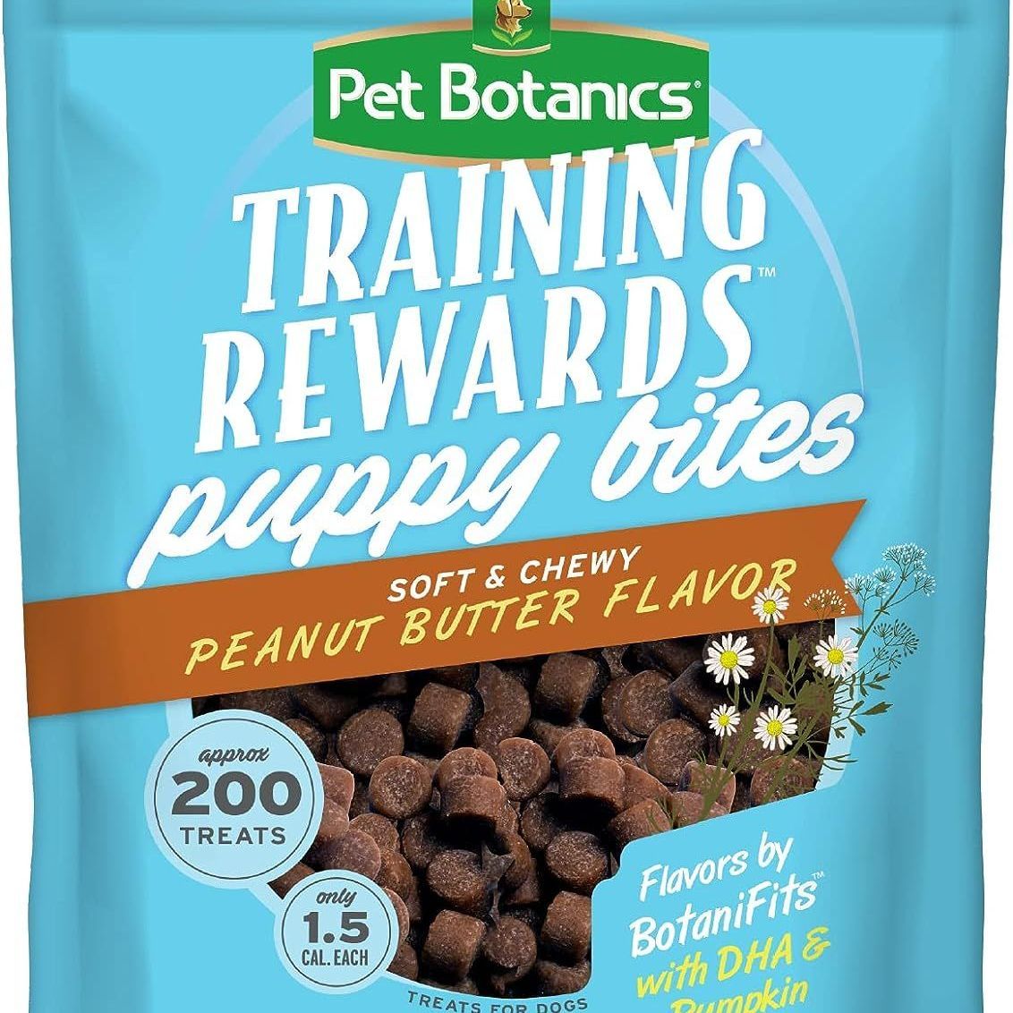 A bag of pet botanics training rewards puppy bites