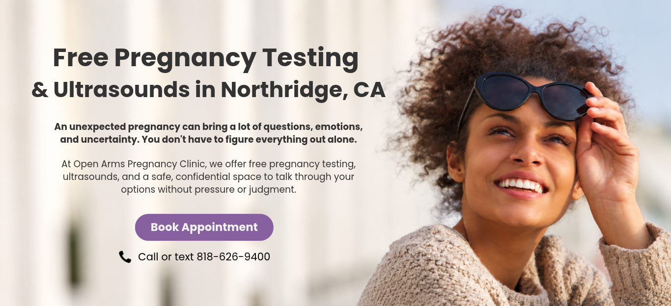 Open Arms Pregnancy Clinic home page banner