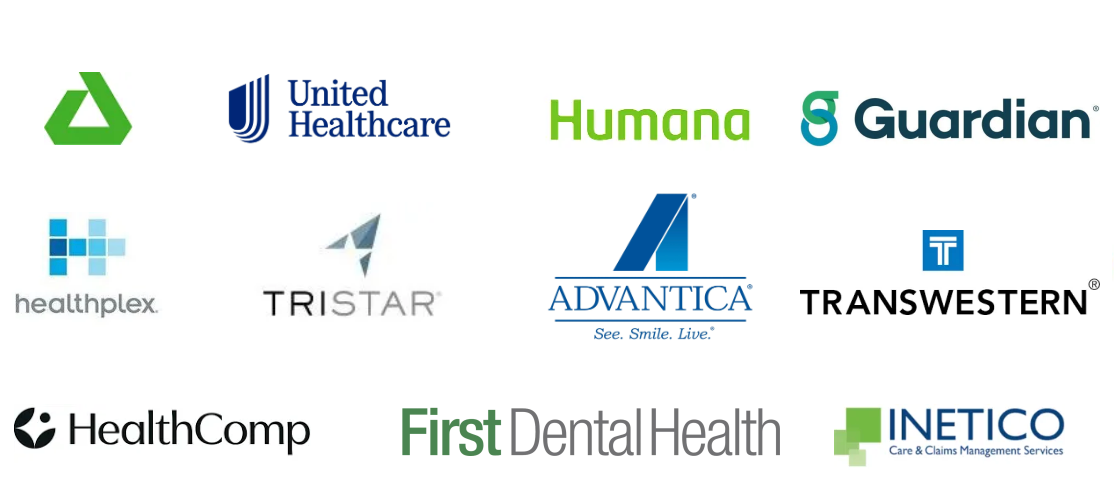 A bunch of logos on a white background including united healthcare humana and guardian