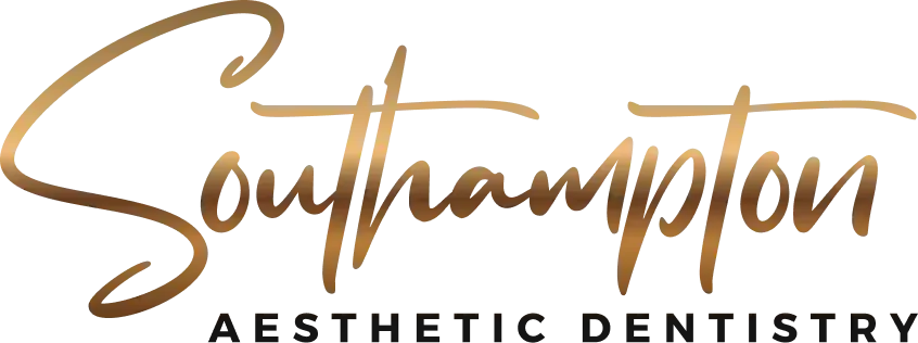 The logo for southhampton aesthetic dentistry is gold and black.