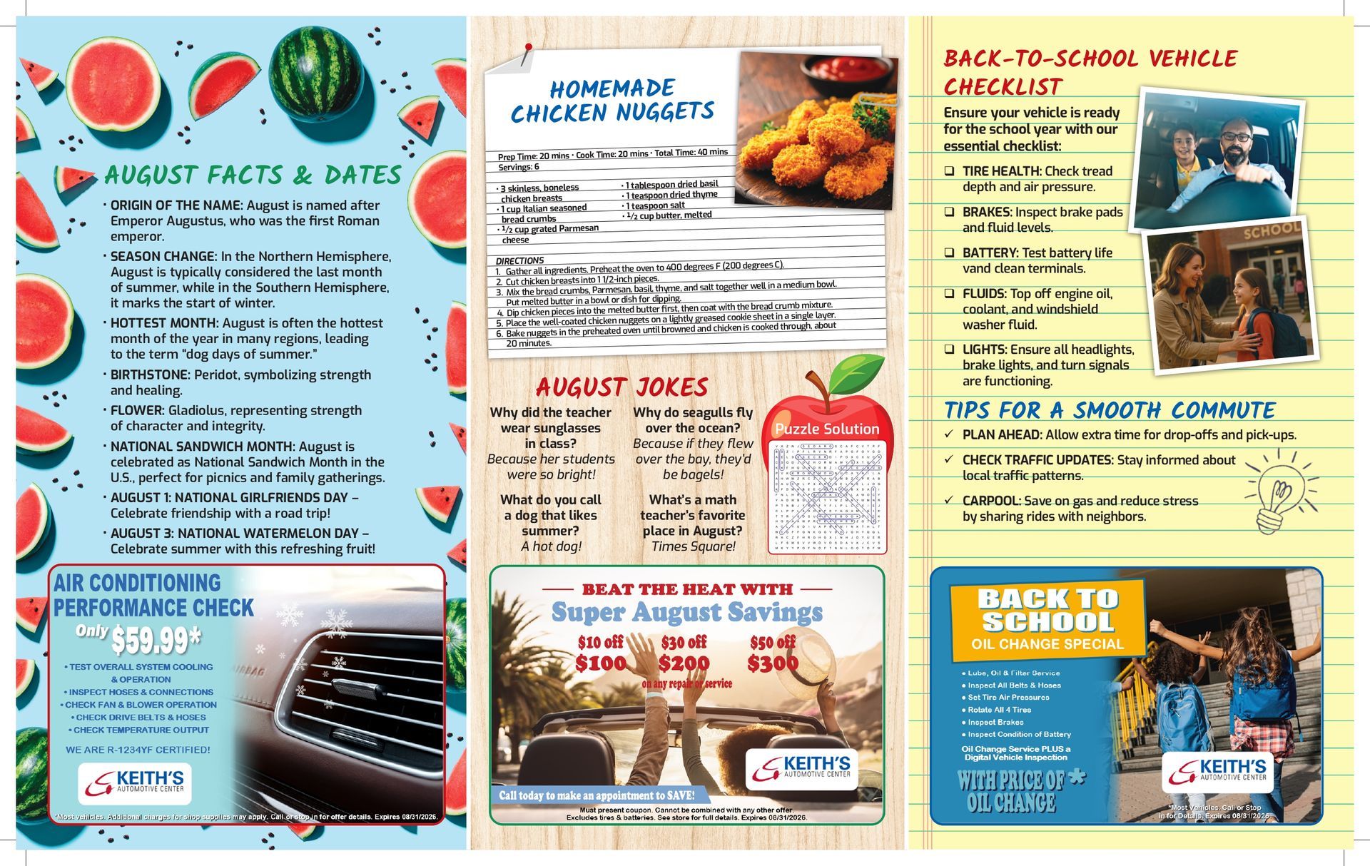 Collage of colorful summer recipe and nutrition posters with fruit, barbecue, and beach-themed graphics