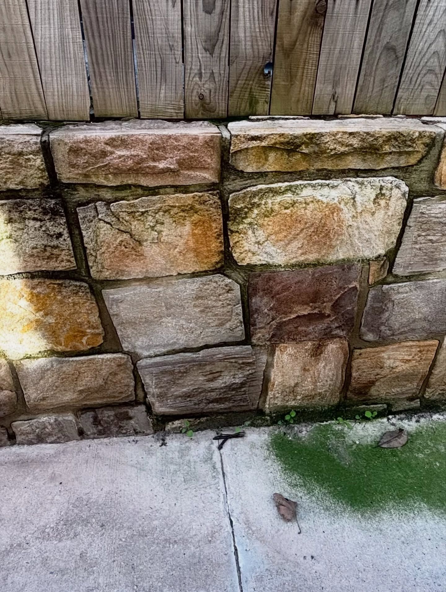 Stone Retaining Wall With Visible Cracks — Pressure Perfect Cleaning Solutions in Symonston, ACT