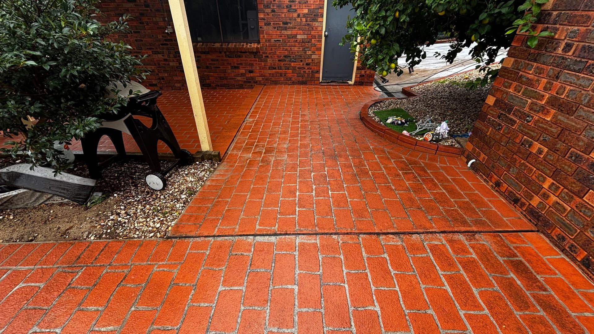 Red Brick Pathway Leads Toward a Building Entrance — Pressure Perfect Cleaning Solutions in Symonston, ACT