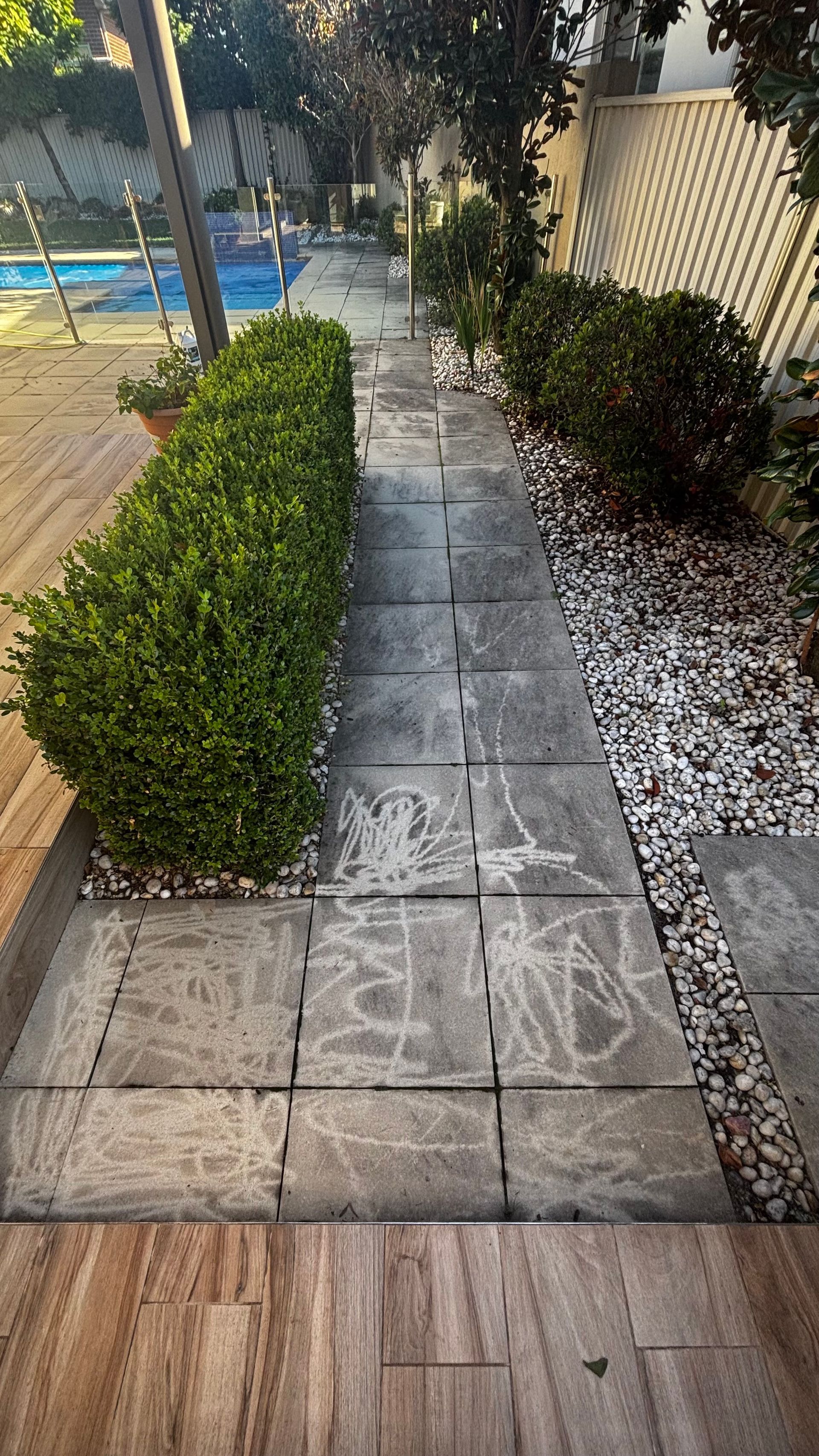 Path of Gray Square Stone Pavers Runs — Pressure Perfect Cleaning Solutions in Bungendore, NSW