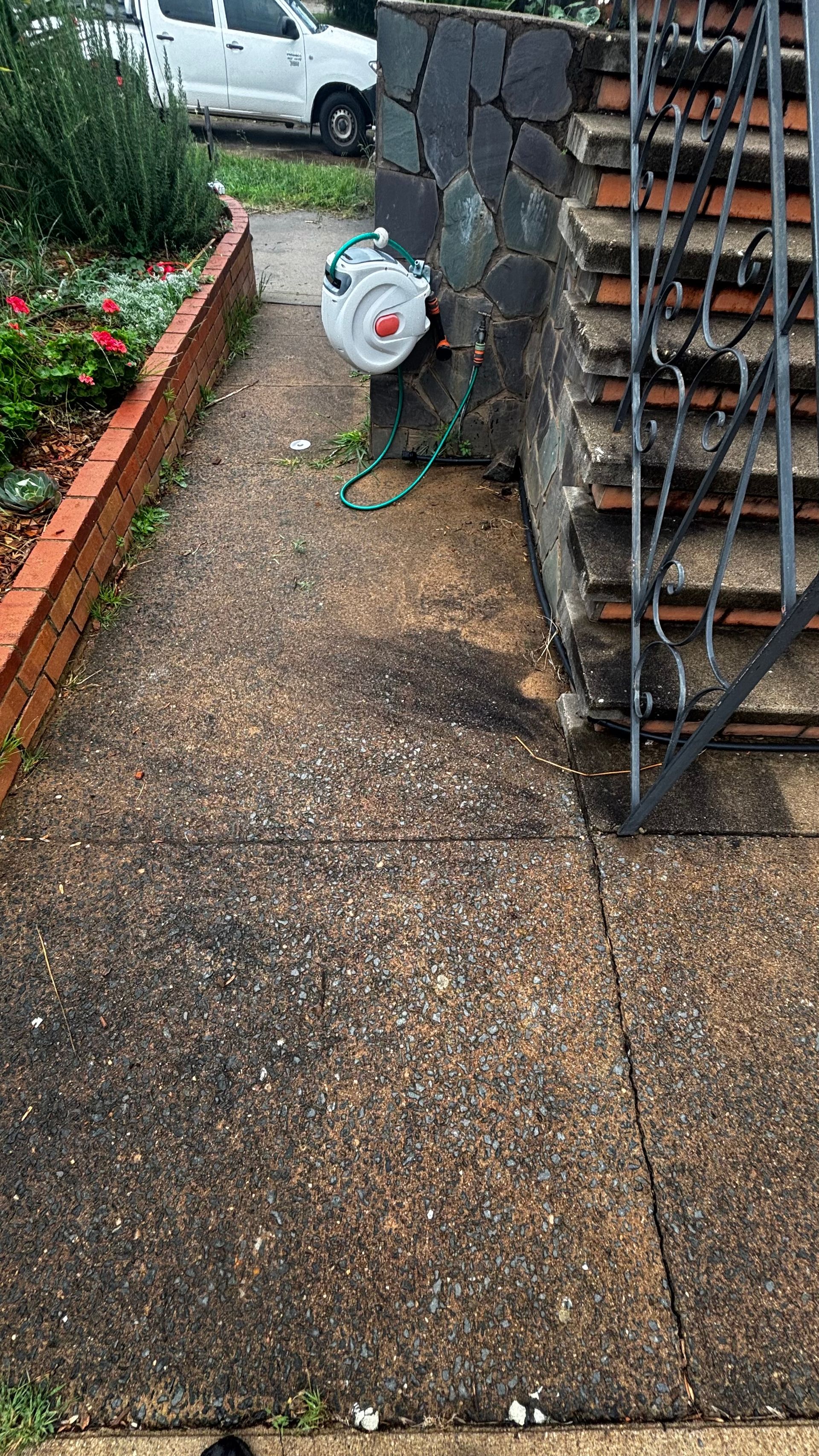 Concrete Path With a Garden Bed — Pressure Perfect Cleaning Solutions in Tuggeranong, ACT