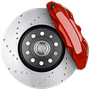 Silver brake disc and red brake caliper on a white background | European Autowerks – Virginia Beach