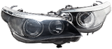 Pair of black and silver car headlights on a white background | European Autowerks – Virginia Beach