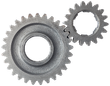 Two silver metal gears, one large and one small, on a white background | European Autowerks – Virginia Beach