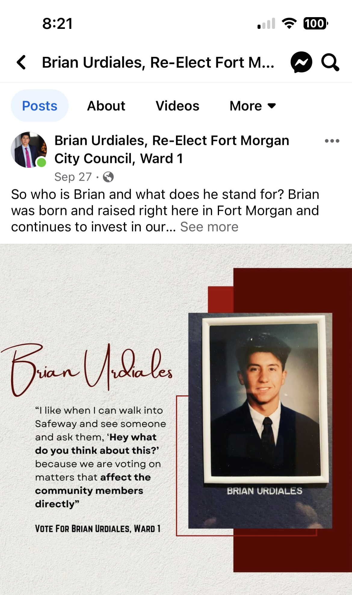 Facebook post screenshot asking, “Brian, where do you stand?” with a memorial image and portrait of Brian Ungerleider