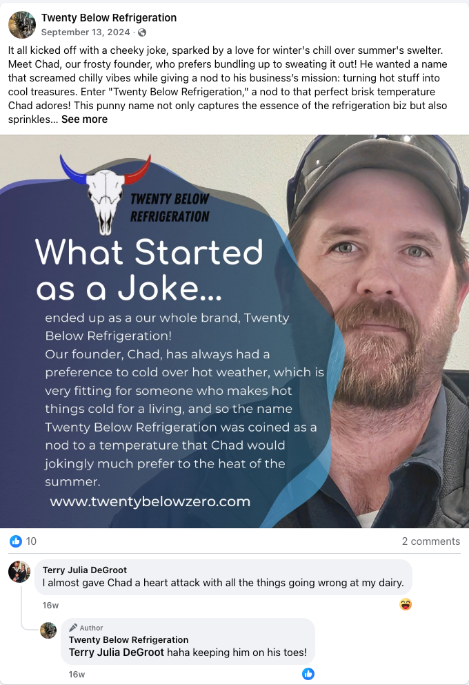 Man speaking beside a blue poster titled “What Started as a Joke...” about a sponsored challenge