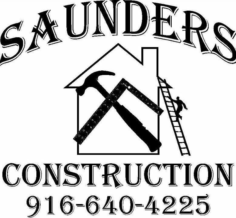 A black and white logo for saunders construction