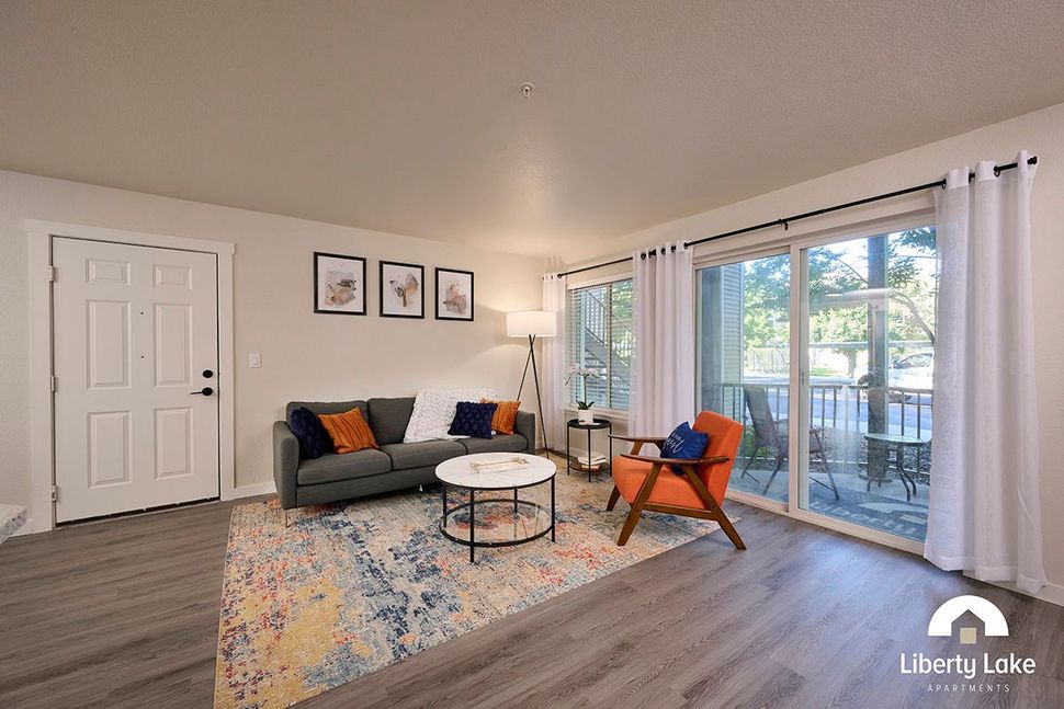 Living room with gray sofa — Apartments for Rent Boise